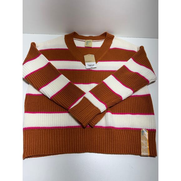Thereabouts Kids Sweaters Sz Large 14.5/16.5P Plus V Neck Bombay Stripe New - Picture 9 of 11